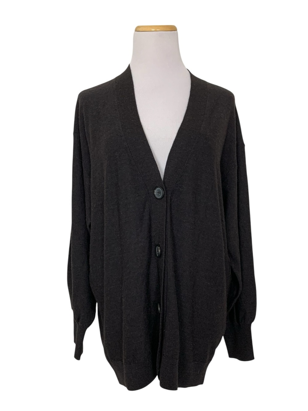 Apiece Apart Drippy Tissue Cardigan Merino Wool Size S Deep Espresso FLAWED